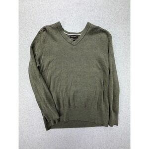 Banana Republic Mens XL Olive Green Cotton V-Neck Sweater Contrast Shoulder Yoke
